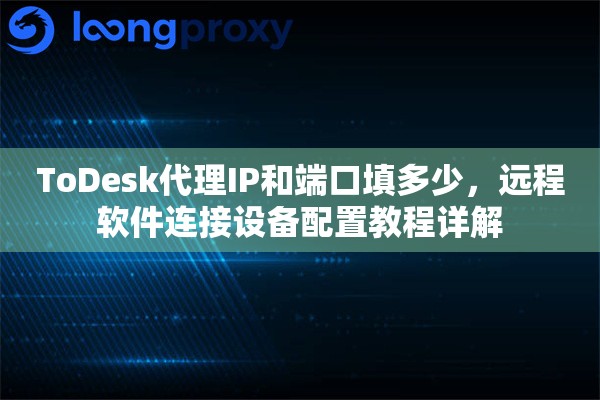 ToDesk代理IP和端口填多少,远程软件连接设备配置教程详解 ToDesk代理IP和端口填多少,远程软件连接设备配置教程详解