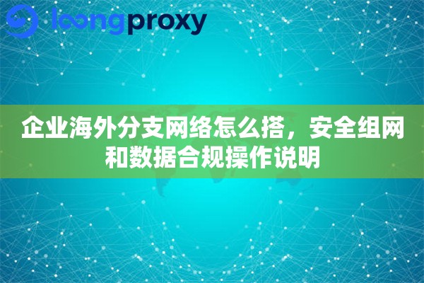 企业海外分支网络怎么搭,安全组网和数据合规操作说明 企业海外分支网络怎么搭,安全组网和数据合规操作说明