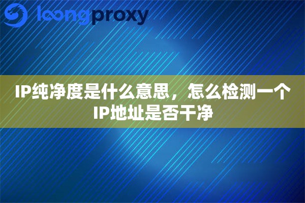 IP纯净度是什么意思，怎么检测一个IP地址是否干净
