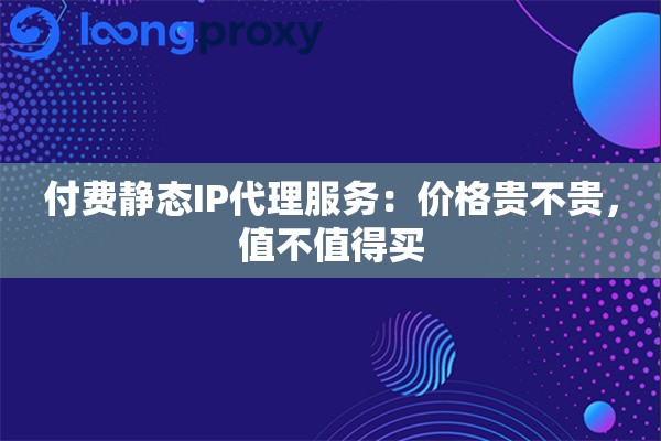 付费静态IP代理服务：价格贵不贵，值不值得买
