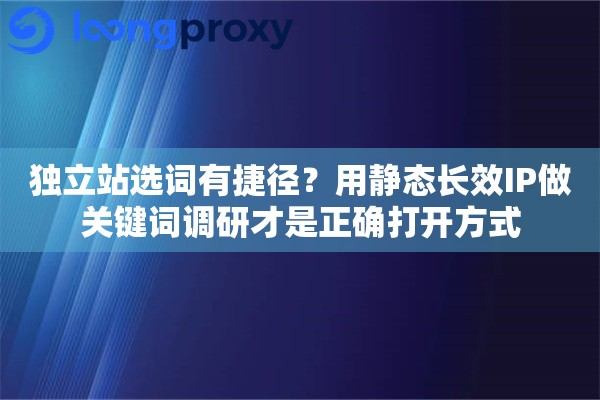 独立站选词有捷径？用静态长效IP做关键词调研才是正确打开方式