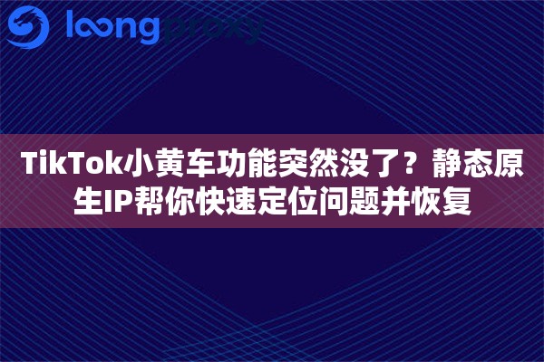TikTok小黄车功能突然没了？静态原生IP帮你快速定位问题并恢复