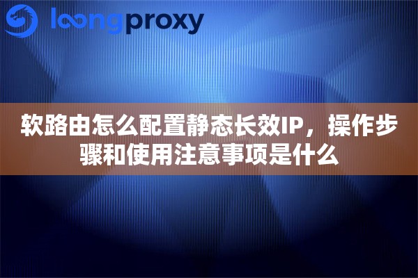 软路由怎么配置静态长效IP，操作步骤和使用注意事项是什么