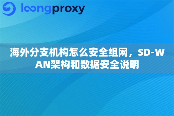 海外分支机构怎么安全组网，SD-WAN架构和数据安全说明