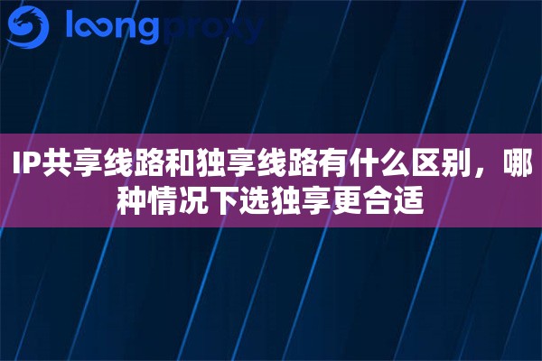 IP共享线路和独享线路有什么区别，哪种情况下选独享更合适