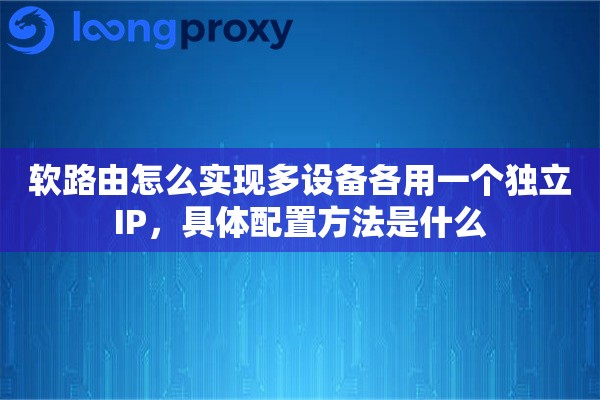软路由怎么实现多设备各用一个独立IP，具体配置方法是什么