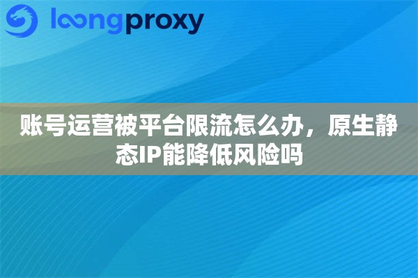 账号运营被平台限流怎么办，原生静态IP能降低风险吗