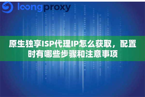 原生独享ISP代理IP怎么获取，配置时有哪些步骤和注意事项