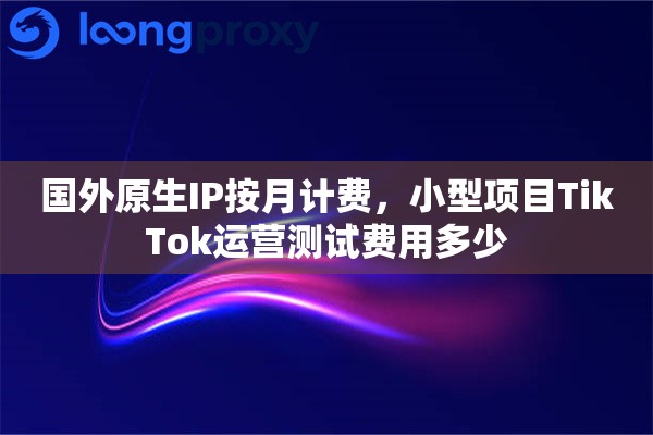 国外原生IP按月计费，小型项目TikTok运营测试费用多少
