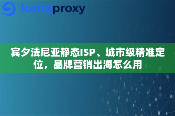 宾夕法尼亚静态ISP、城市级精准定位，品牌营销出海怎么用