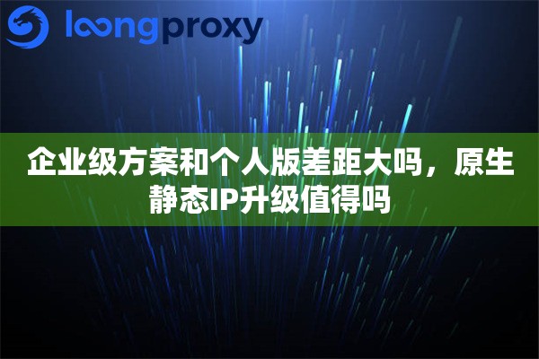 企业级方案和个人版差距大吗，原生静态IP升级值得吗
