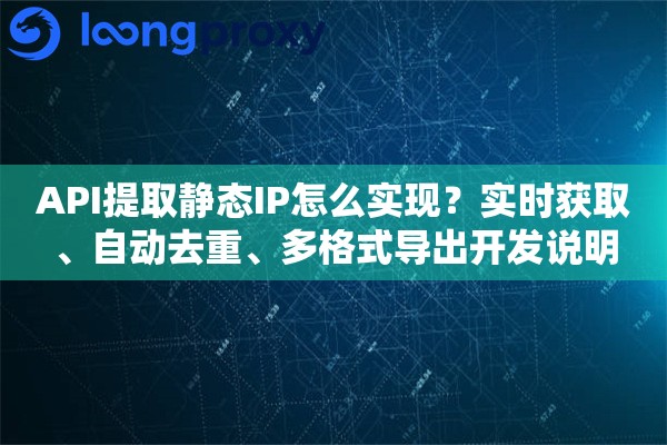 API提取静态IP怎么实现？实时获取、自动去重、多格式导出开发说明