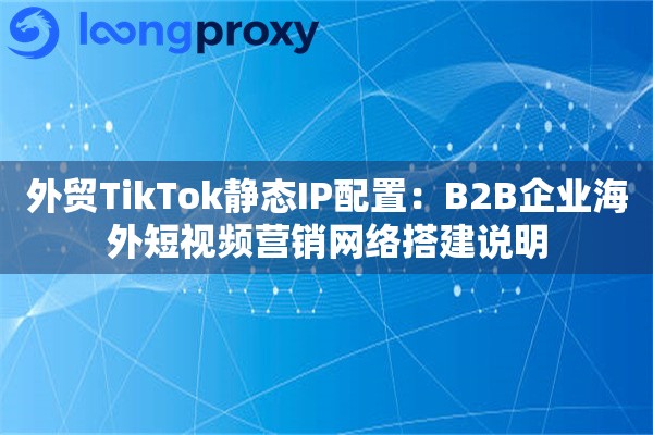 外贸TikTok静态IP配置：B2B企业海外短视频营销网络搭建说明