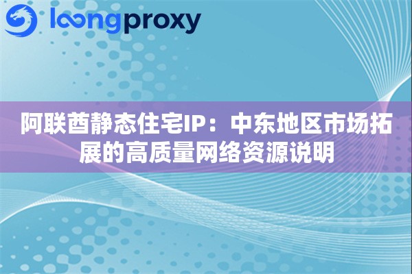 阿联酋静态住宅IP：中东地区市场拓展的高质量网络资源说明