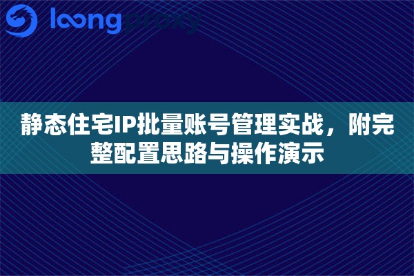 静态住宅IP批量账号管理实战，附完整配置思路与操作演示
