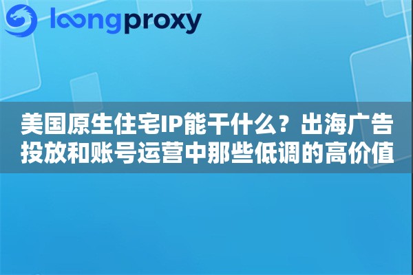 美国原生住宅IP能干什么？出海广告投放和账号运营中那些低调的高价值用法