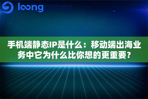 手机端静态IP是什么：移动端出海业务中它为什么比你想的更重要？