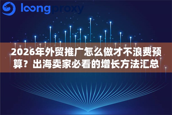 2026年外贸推广怎么做才不浪费预算？出海卖家必看的增长方法汇总