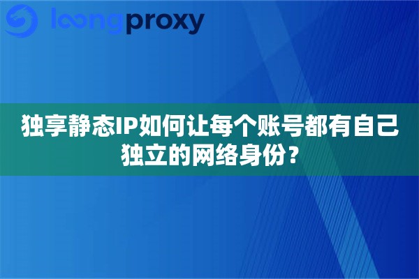 详细阅读:独享静态IP如何让每个账号都有自己独立的网络身份? 独享静态IP如何让每个账号都有自己独立的网络身份?