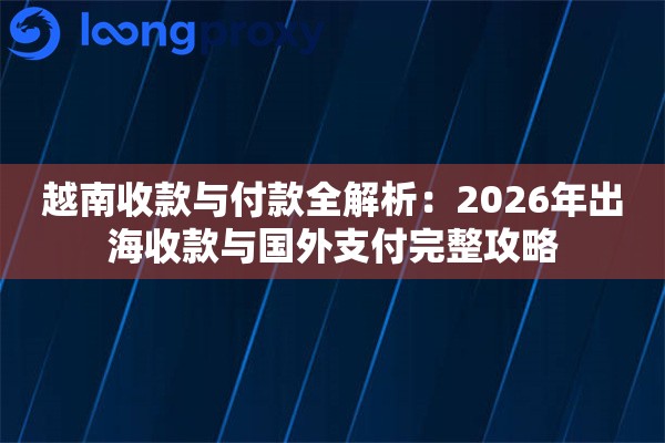 越南收款与付款全解析：2026年出海收款与国外支付完整攻略