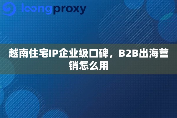 越南住宅IP企业级口碑,B2B出海营销怎么用 越南住宅IP企业级口碑,B2B出海营销怎么用