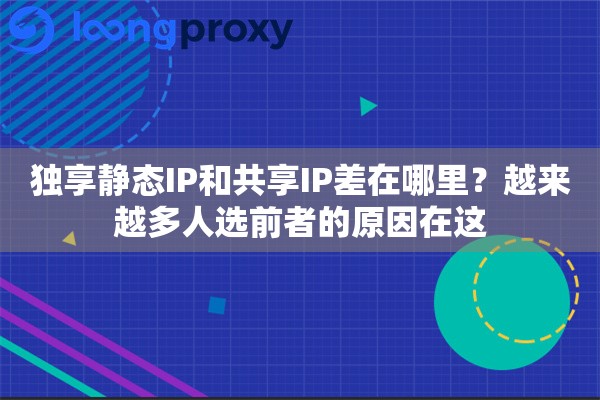 独享静态IP和共享IP差在哪里?越来越多人选前者的原因在这 独享静态IP和共享IP差在哪里?越来越多人选前者的原因在这