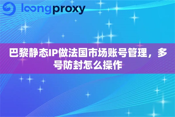 巴黎静态IP做法国市场账号管理,多号防封怎么操作 巴黎静态IP做法国市场账号管理,多号防封怎么操作