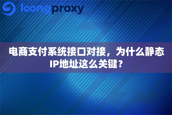 电商支付系统接口对接,为什么静态IP地址这么关键? 电商支付系统接口对接,为什么静态IP地址这么关键?