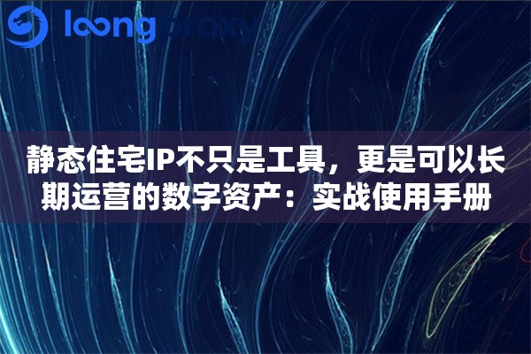 静态住宅IP不只是工具，更是可以长期运营的数字资产：实战使用手册