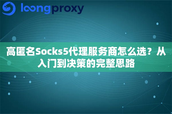 高匿名Socks5代理服务商怎么选?从入门到决策的完整思路 高匿名Socks5代理服务商怎么选?从入门到决策的完整思路