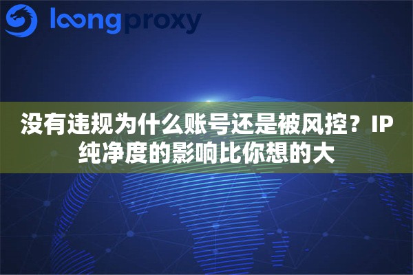 没有违规为什么账号还是被风控?IP纯净度的影响比你想的大 没有违规为什么账号还是被风控?IP纯净度的影响比你想的大