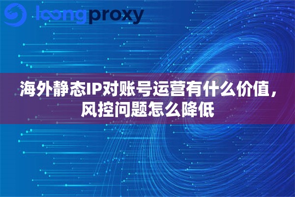 海外静态IP对账号运营有什么价值，风控问题怎么降低