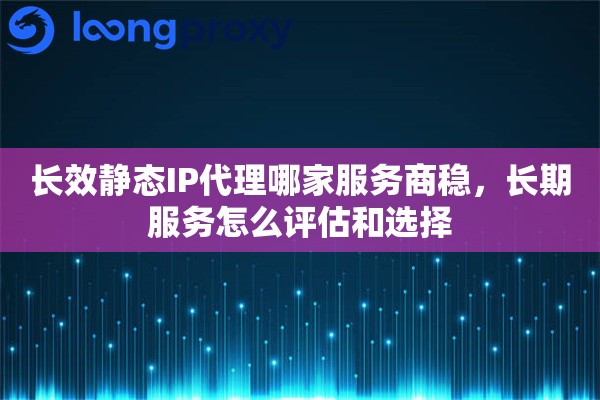 详细阅读:长效静态IP代理哪家服务商稳,长期服务怎么评估和选择 长效静态IP代理哪家服务商稳,长期服务怎么评估和选择