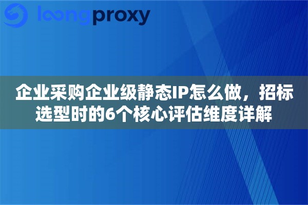 企业采购企业级静态IP怎么做，招标选型时的6个核心评估维度详解