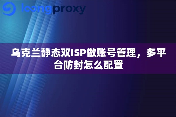 乌克兰静态双ISP做账号管理，多平台防封怎么配置
