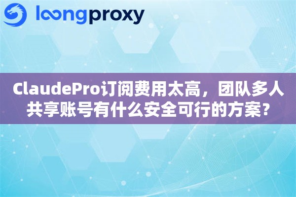 ClaudePro订阅费用太高，团队多人共享账号有什么安全可行的方案？