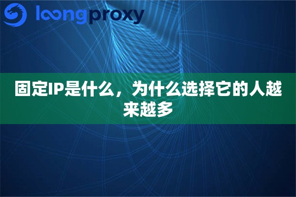 固定IP是什么，为什么选择它的人越来越多