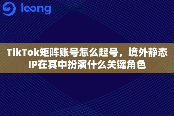 TikTok矩阵账号怎么起号,境外静态IP在其中扮演什么关键角色 TikTok矩阵账号怎么起号,境外静态IP在其中扮演什么关键角色
