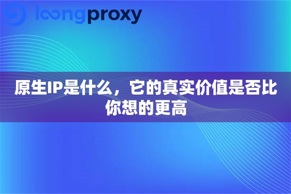原生IP是什么,它的真实价值是否比你想的更高 原生IP是什么,它的真实价值是否比你想的更高