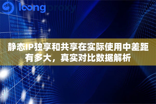 静态IP独享和共享在实际使用中差距有多大，真实对比数据解析