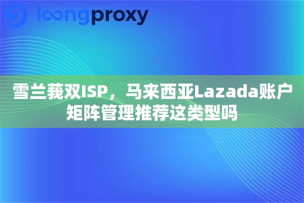 雪兰莪双ISP，马来西亚Lazada账户矩阵管理推荐这类型吗