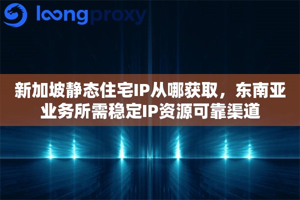 新加坡静态住宅IP从哪获取，东南亚业务所需稳定IP资源可靠渠道