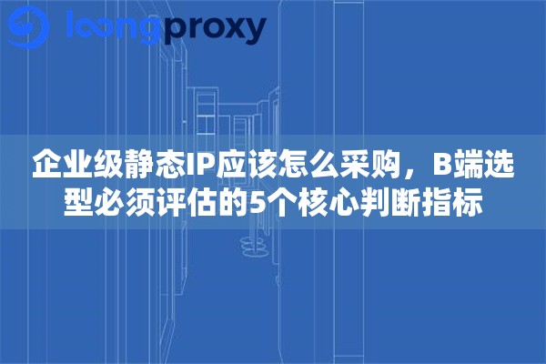 企业级静态IP应该怎么采购，B端选型必须评估的5个核心判断指标