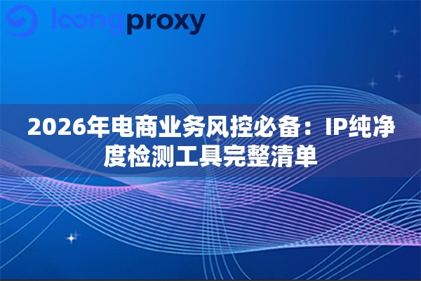 2026年电商业务风控必备:IP纯净度检测工具完整清单 2026年电商业务风控必备:IP纯净度检测工具完整清单