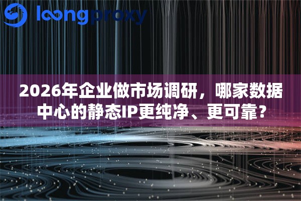 2026年企业做市场调研，哪家数据中心的静态IP更纯净、更可靠？