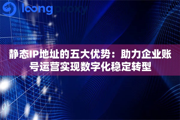 静态IP地址的五大优势：助力企业账号运营实现数字化稳定转型