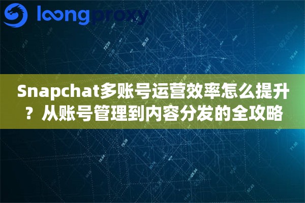 Snapchat多账号运营效率怎么提升？从账号管理到内容分发的全攻略