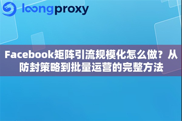 Facebook矩阵引流规模化怎么做?从防封策略到批量运营的完整方法 Facebook矩阵引流规模化怎么做?从防封策略到批量运营的完整方法