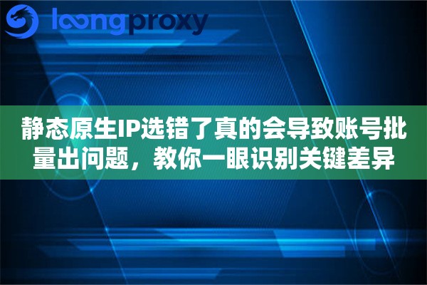 静态原生IP选错了真的会导致账号批量出问题,教你一眼识别关键差异 静态原生IP选错了真的会导致账号批量出问题,教你一眼识别关键差异