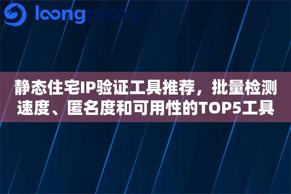 静态住宅IP验证工具推荐，批量检测速度、匿名度和可用性的TOP5工具